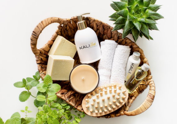 basket of bath products