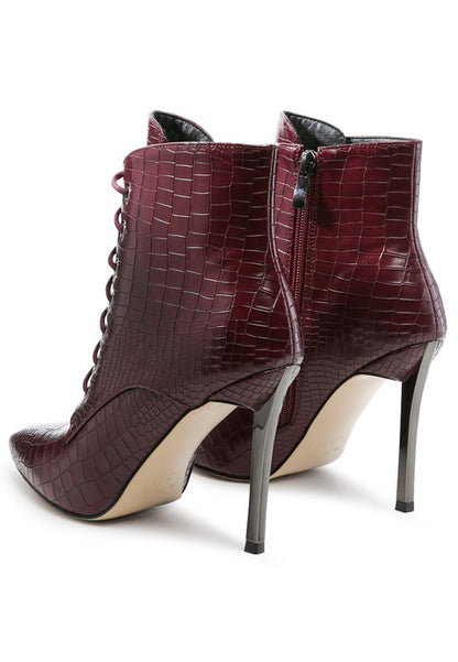 Escala Croc Lace-Up Ankle Boots