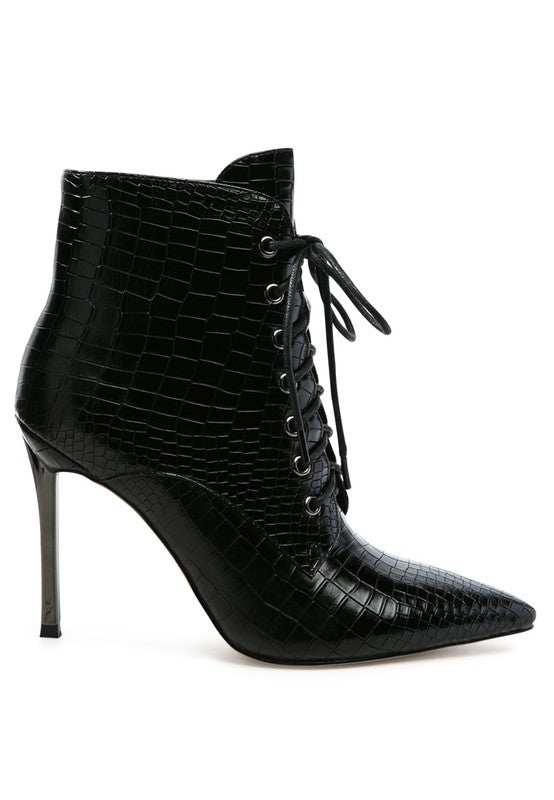 Escala Croc Lace-Up Ankle Boots