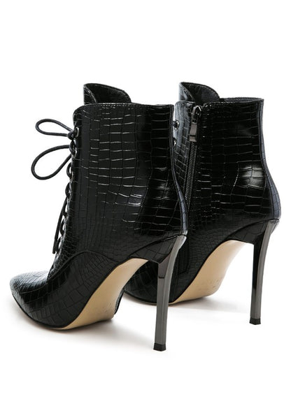 Escala Croc Lace-Up Ankle Boots