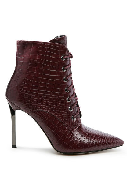 Escala Croc Lace-Up Ankle Boots