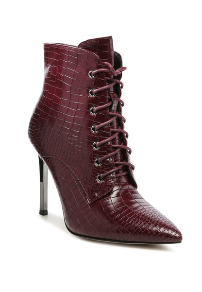 Escala Croc Lace-Up Ankle Boots