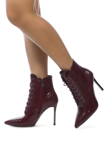 Escala Croc Lace-Up Ankle Boots