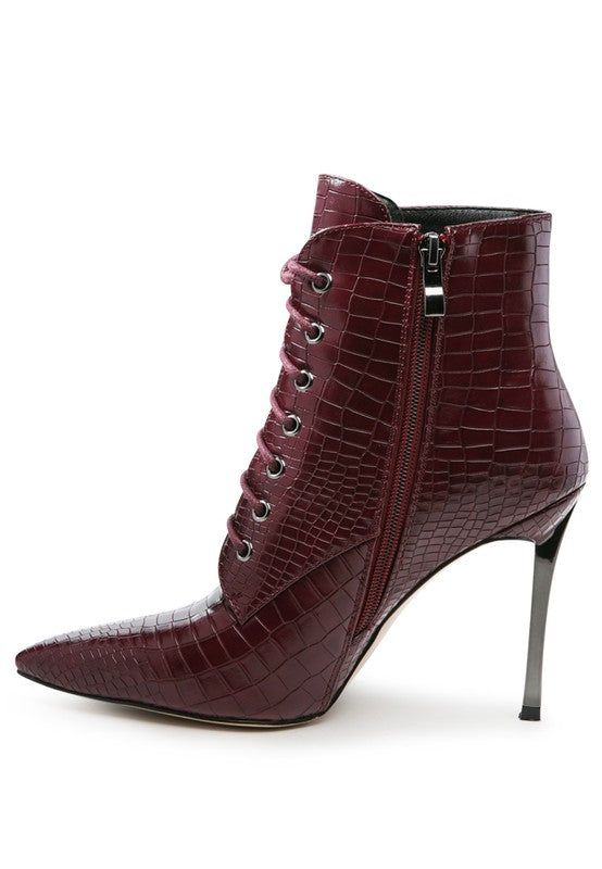 Escala Croc Lace-Up Ankle Boots