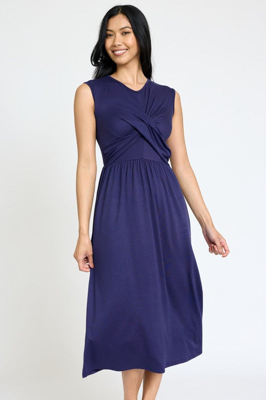 Cross-Over Bodice Sleeveless Dress