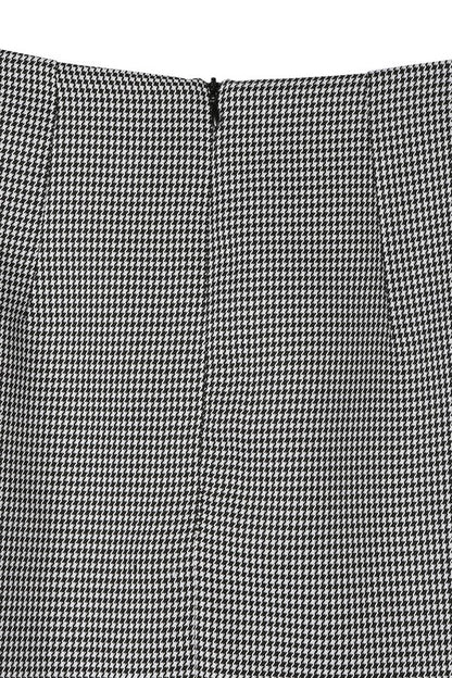 Houndstooth Shirred Wrap Skirt