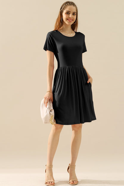 Round Neck Ruched Dress