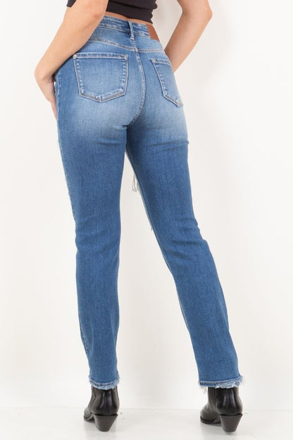 High Rise Straight Leg Jeans with Tummy Control