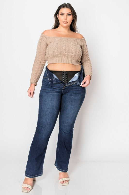 High Rise Waist Bootcut Jeans with Tummy Control