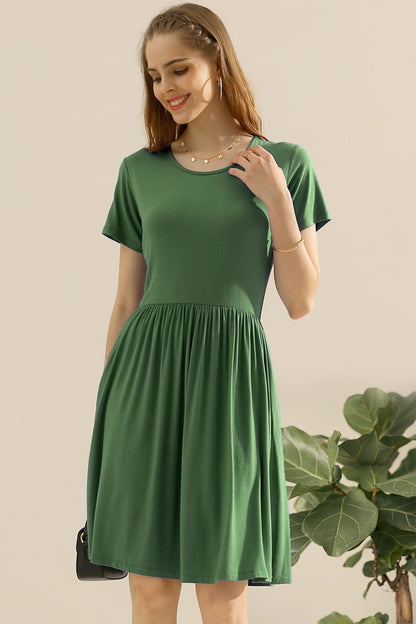 Round Neck Ruched Dress