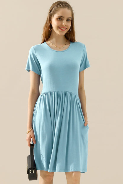 Round Neck Ruched Dress