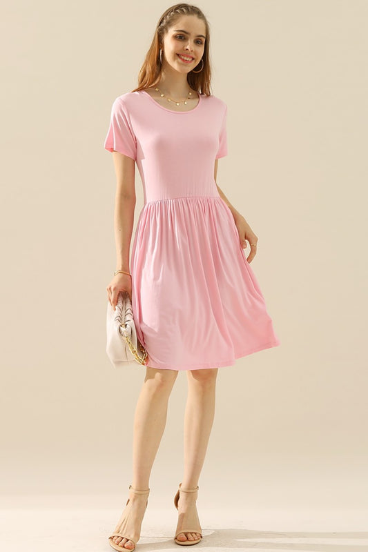 Round Neck Ruched Dress