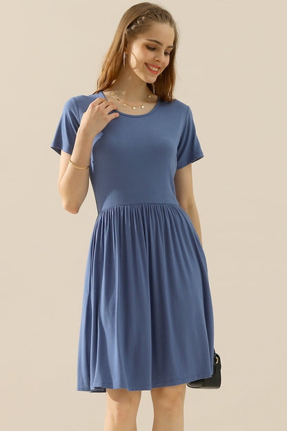 Round Neck Ruched Dress