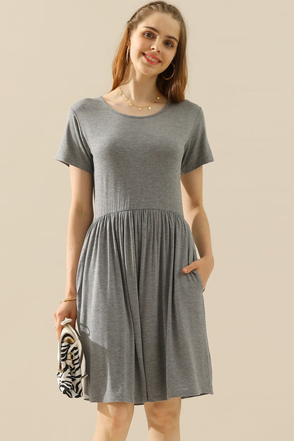 Round Neck Ruched Dress