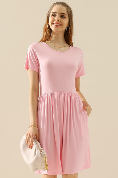 Round Neck Ruched Dress