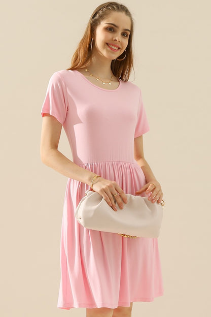 Round Neck Ruched Dress