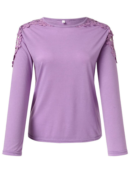 Cutout Round Neck Long Sleeve Shirt