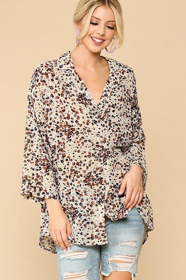 Animal Print Button Down Shirt