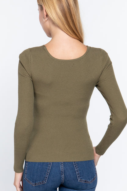 V-Neck Front Twisted Sweater