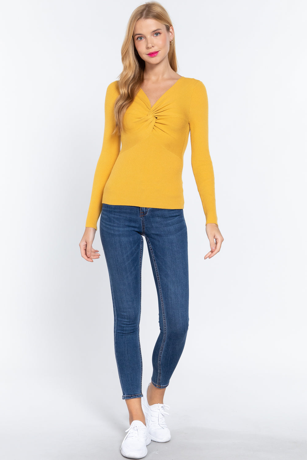 V-Neck Front Twisted Sweater