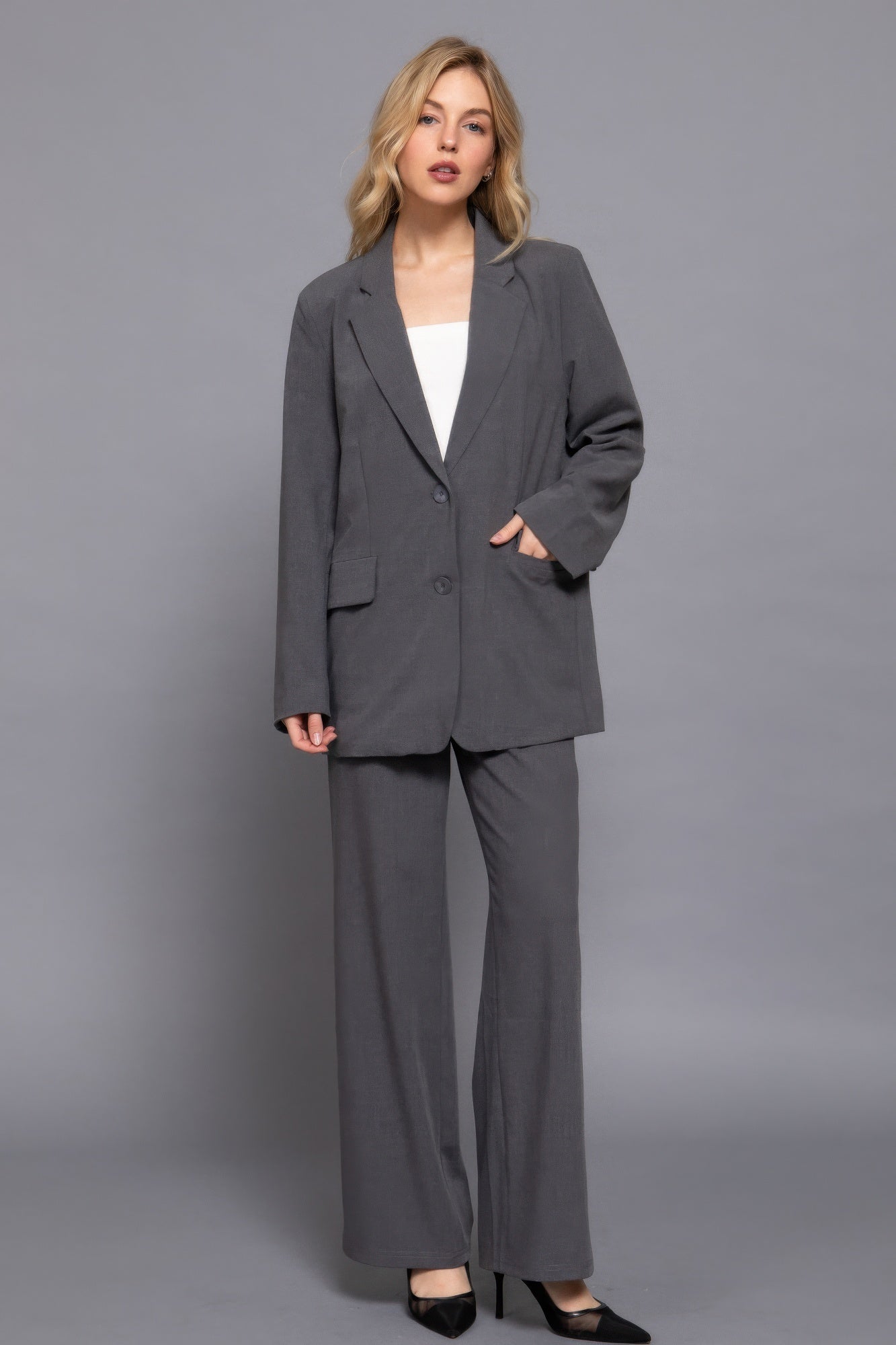 Notched Collar Blazer