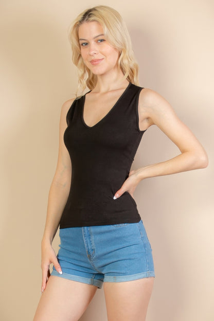 Ribbed V-Neck Tank Top