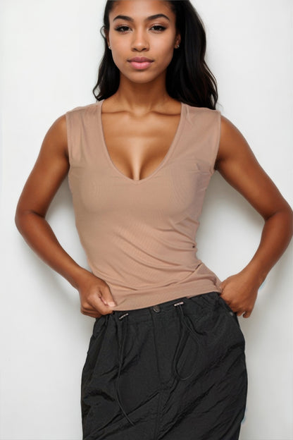 Ribbed V-Neck Tank Top