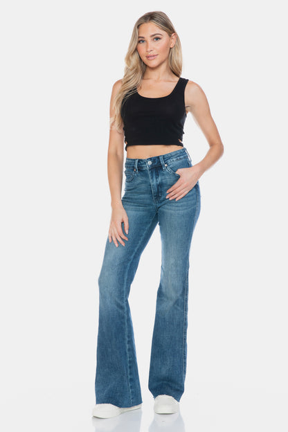 Judy Blue Tummy Control Cut Hem Flare Jeans