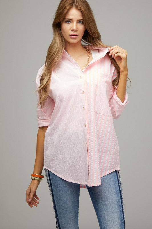 Stripe Button Down Long Sleeve Shirt