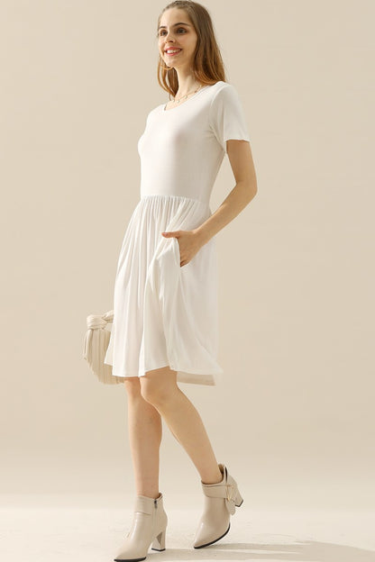 Round Neck Ruched Dress