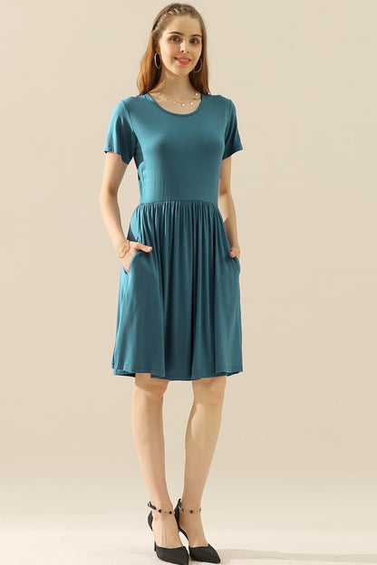 Round Neck Ruched Dress